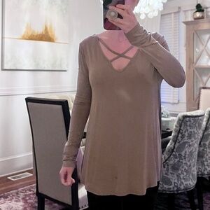 Piko cross neckline top